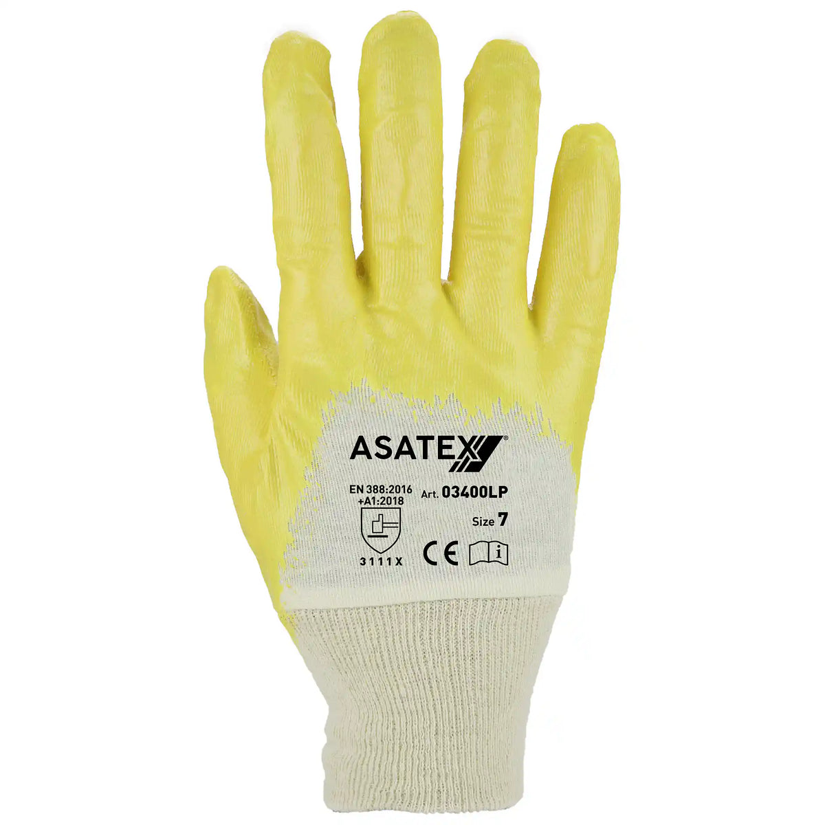 Gelber Nitril Arbeitshandschuh 03400LP - Teilbeschichtet, Robust und Ölfest
