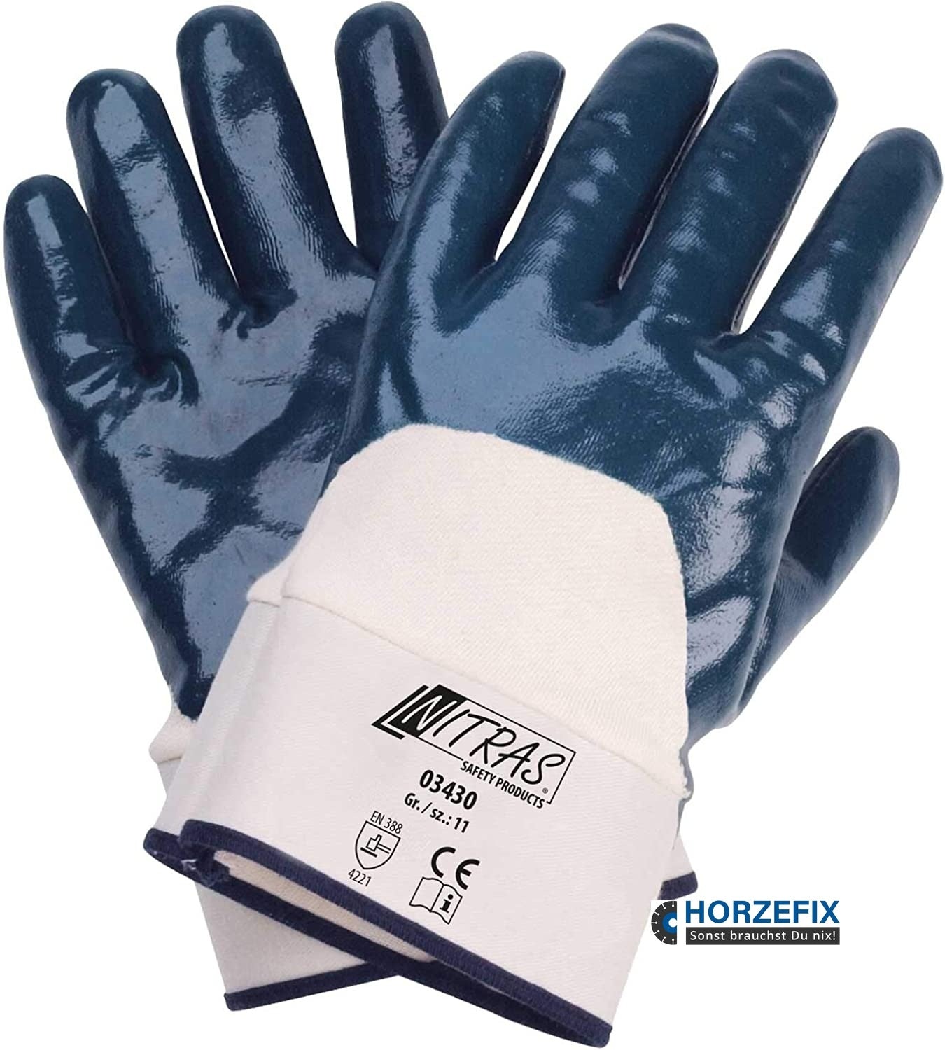 03430 Nitras Nitrilhandschuhe 3/4 beschichtet Arbeitshandschuhe Gartenhandschuhe 12 Paar 8-11 horzefix