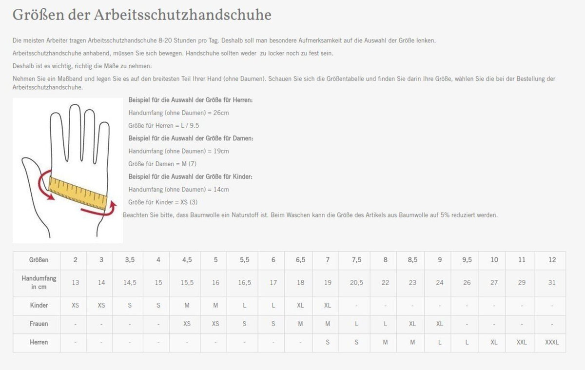290950 Hase Vechta Arbeitshandschuh aus Narbenleder natur 12 Paar Gr 9-11