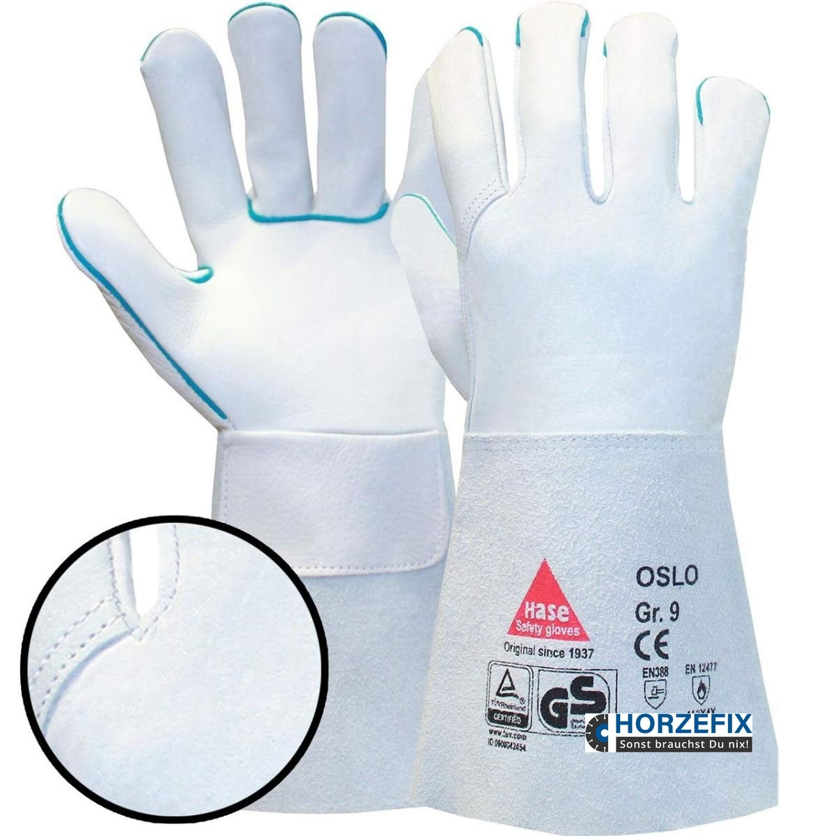100500 Hase Schweißerhandschuh Oslo Rindnarbenleder Stulpe 6 Paar Gr 7-12 Hase Safety Gloves