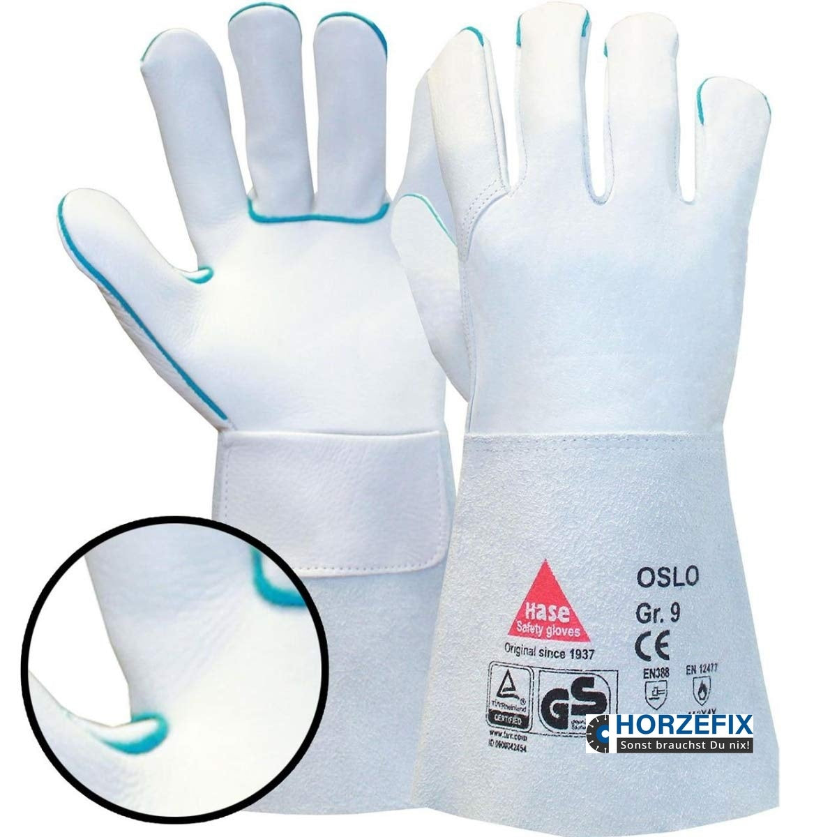 100500 Hase Schweißerhandschuh Oslo Rindnarbenleder Stulpe 6 Paar Gr 7-12 Hase Safety Gloves