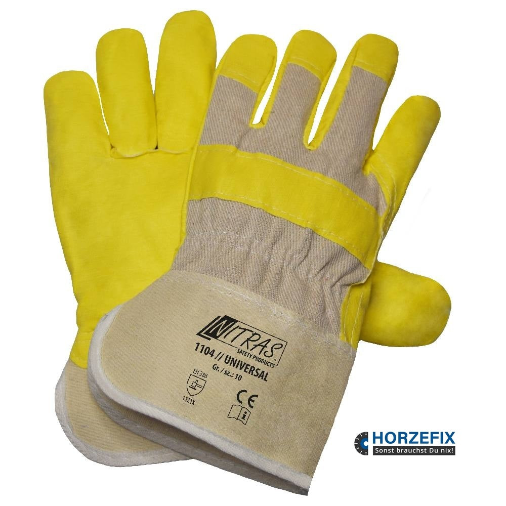 1104 Nitras Universal Kunstlederhandschuhe gelb mit Stulpe 12 Paar Gr 10 horzefix