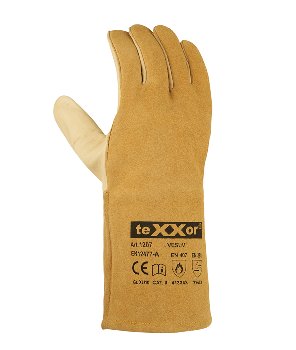 teXXor Schweißerhandschuhe VESUV aus robustem Rindleder Beige Größe 10