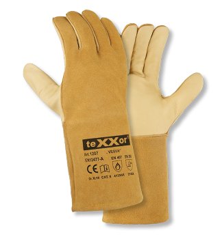 teXXor Schweißerhandschuhe VESUV aus robustem Rindleder Beige Größe 10
