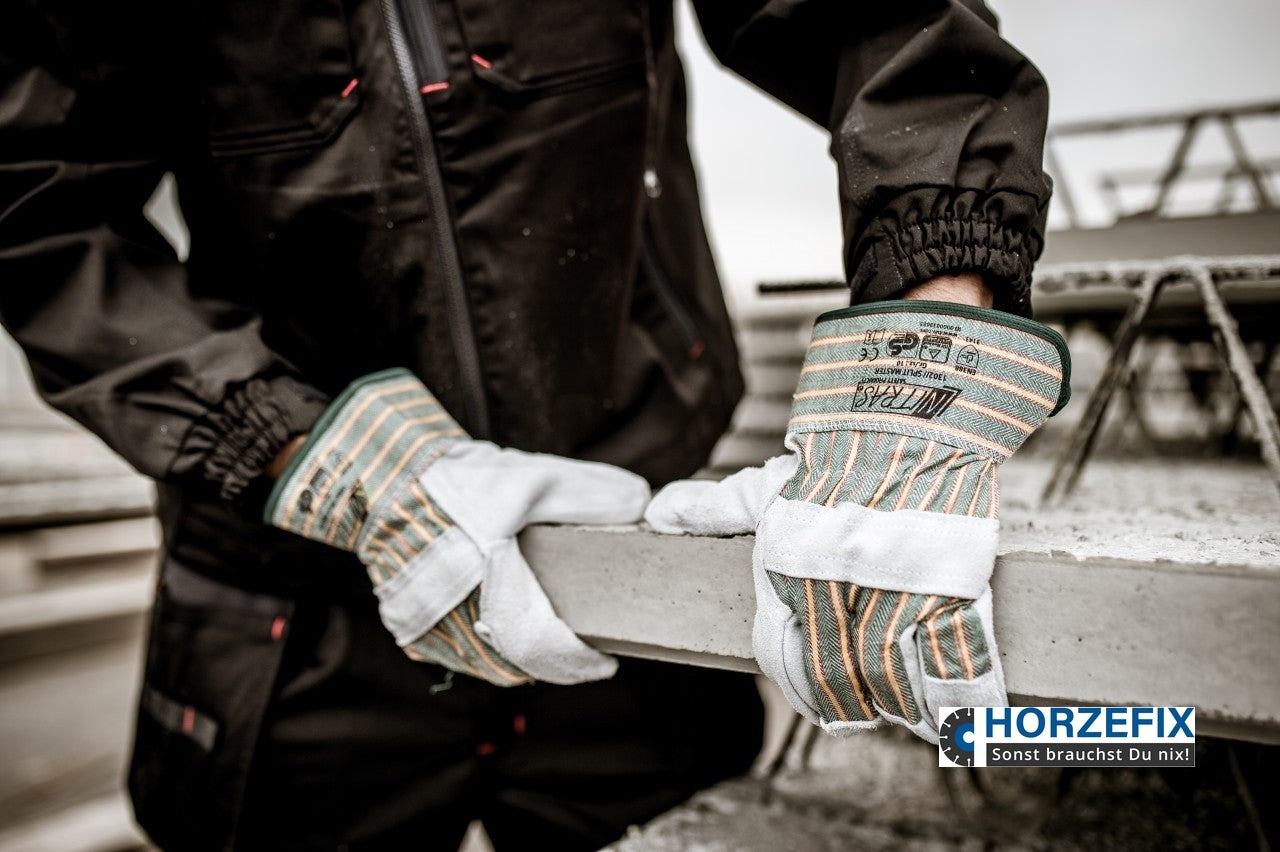 1302/120 Nitras SPLIT MASTER Rindspaltleder Handschuh mit Stulpe 1,2 mm grau 12 Paar Gr 10 horzefix