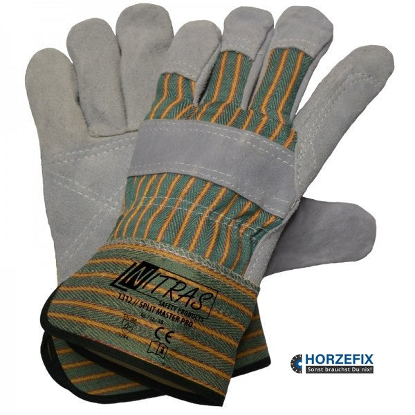 1312 Nitras Split Master Pro Rindspaltlederhandschuhe verstärkt grün/rot/gelb 72 Paar Gr 10 horzefix