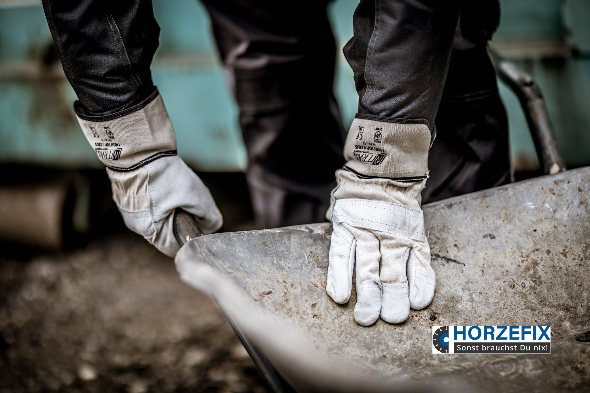 1403H Nitras Top Zeus Rindvolllederhandschuhe Segeltuchstulpe 12 Paar grau Gr 8-12 horzefix