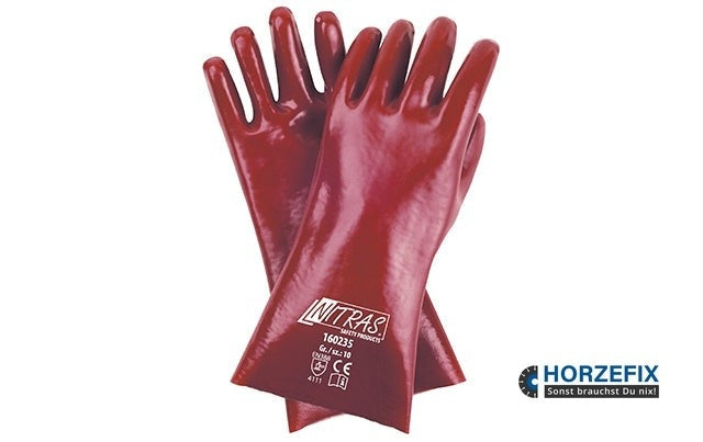 handschuhe nitras 160235 Nitras PVC Handschuhe Chemikalien vollbeschichtet 35 cm lang rot