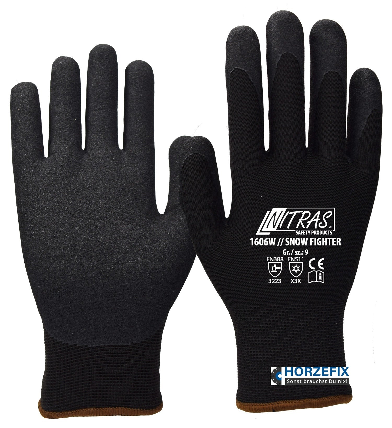1606W SNOW FIGHTER Nitras Winterhandschuh Nylon Nitril Beschichtung 12 Paar Gr 8-11 horzefix