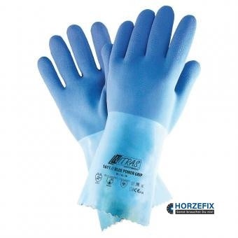 1611 BLUE POWER GRIP Nitras Chemikalienschutzhandschuhe latex blau 12 Paar Gr 7-11 horzefix