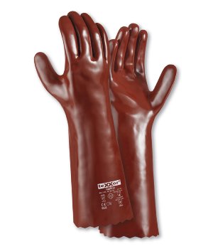 teXXor Topline PVC Chemikalienschutz Handschuhe 45cm Rotbraun Robust Langlebig