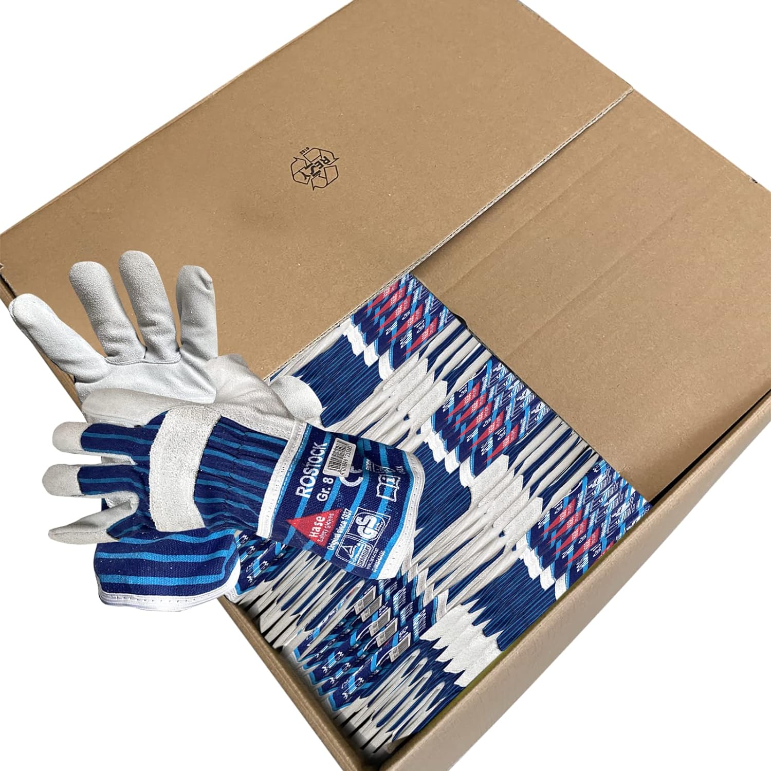 212150 Hase Rostock Arbeitshandschuh Rindspaltleder 12 Paar Gr 7-12 Hase Safety Gloves