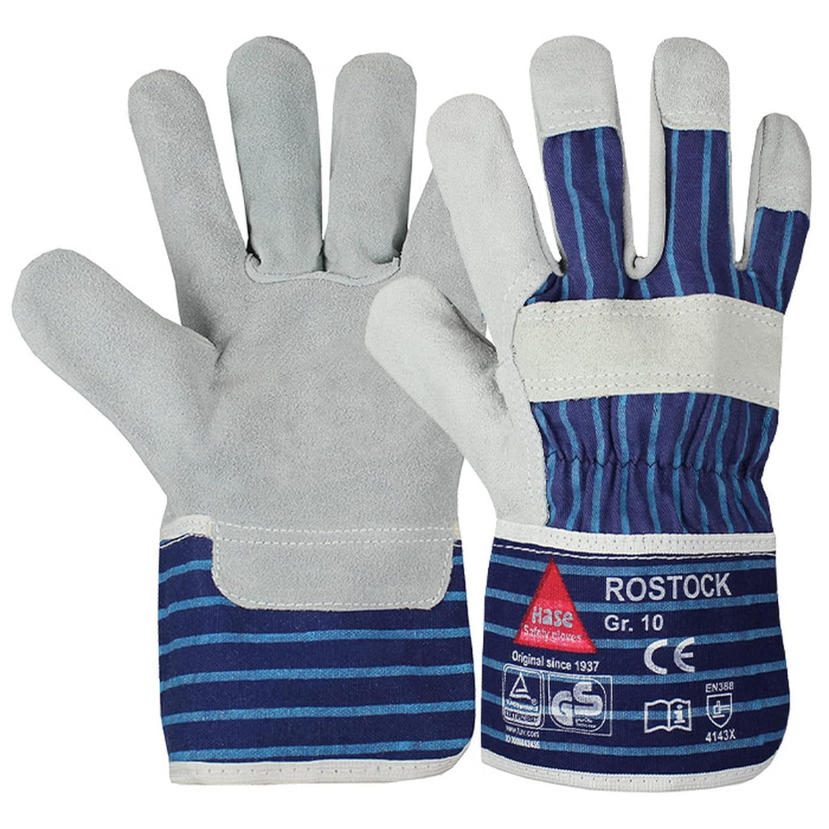 212150 Hase Rostock Arbeitshandschuh Rindspaltleder 12 Paar Gr 7-12 Hase Safety Gloves