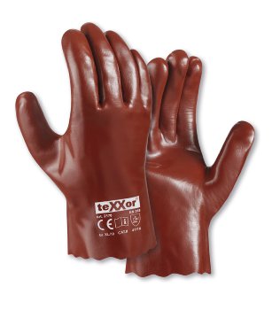 teXXor 2170 Robuste PVC-Handschuhe Rotbraun für Chemikalienschutz und Industrie