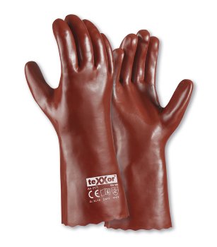 teXXor 2171 PVC Schutzhandschuhe Rotbraun Geraut Robust Wasserabweisend Größe 10