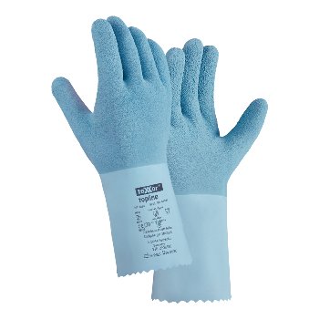 teXXor® Topline Chemikalienschutz-Handschuhe Naturlatex Geraut Hellblau 30cm Länge