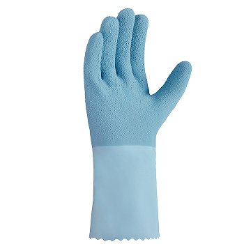 teXXor® Topline Chemikalienschutz-Handschuhe Naturlatex Geraut Hellblau 30cm Länge