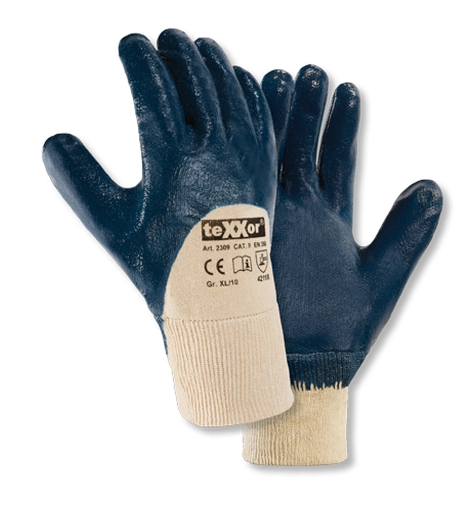 2309 texxor 3/4 Nitril beschichtet blau Strickhandschuh 12-144 Paar Gr 7-11