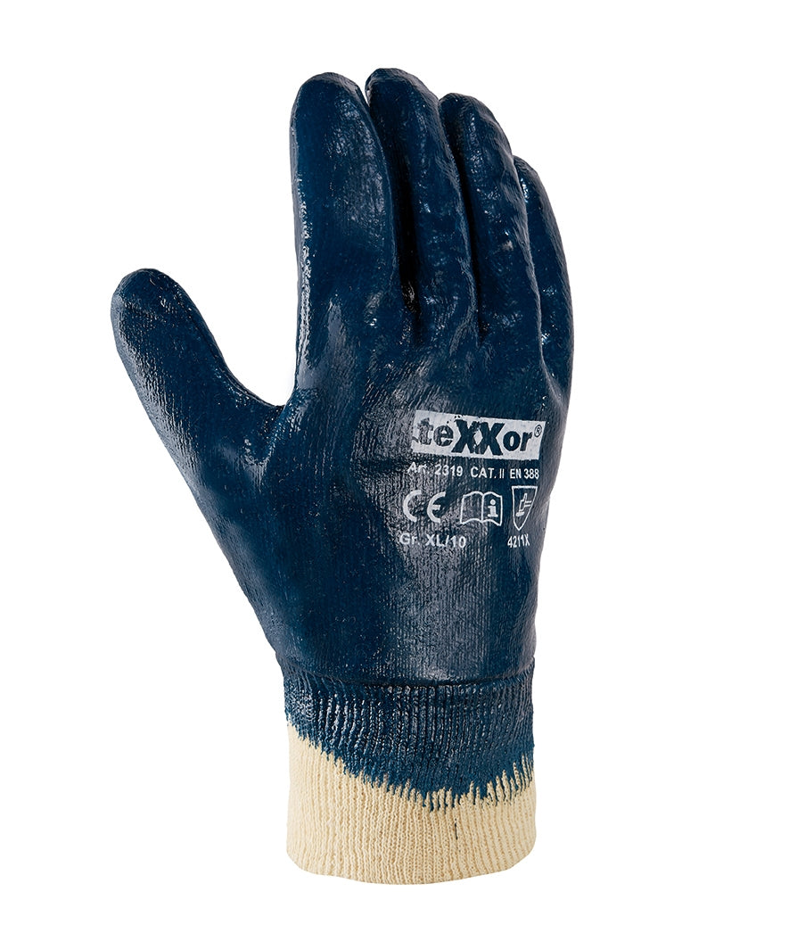 2319 texxor Nitrilhandschuhe volbeschichtet blau Strickhandschuh 144 Paar Gr 7-11