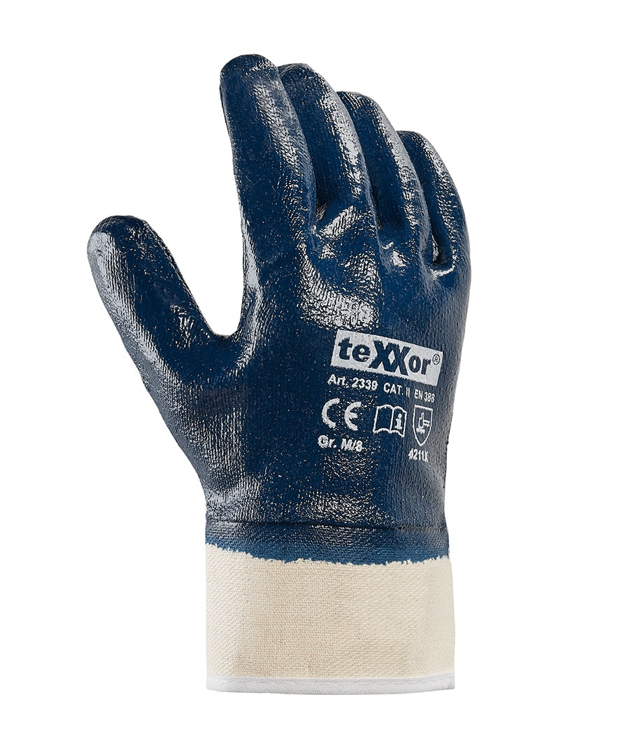 2339 teXXor Bau Nitrilhandschuh vollbeschichtet blau Stulpe 12-144 Paar Gr 7-11