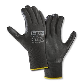 teXXor 2353 Nitril-Handschuhe Polyester-Strick Schwarz für Bau und Montage