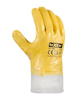 teXXor Nitril-Handschuhe 2359 Gelb Vollbeschichtet mit Robuster Stulpe