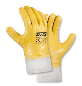 teXXor Nitril-Handschuhe 2359 Gelb Vollbeschichtet mit Robuster Stulpe