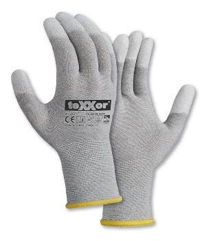 teXXor® ESD 1 Feinfühlige Strickhandschuhe mit Nylon-Carbon-PU-Beschichtung für sicheres Arbeiten