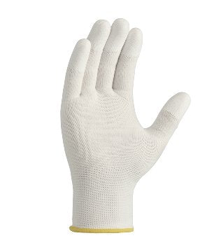 teXXor Leichte Polyester-Strickhandschuhe mit PU-beschichteten Fingerspitzen, weiß