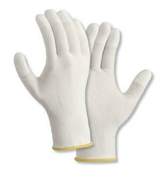 teXXor Leichte Polyester-Strickhandschuhe mit PU-beschichteten Fingerspitzen, weiĂź