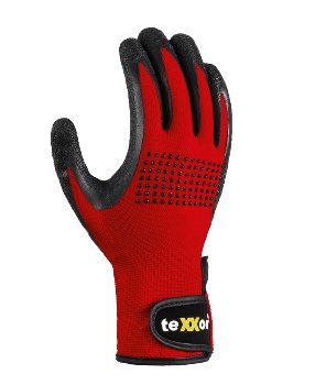 TeXXor Nylon Mechanikerhandschuhe Rot-Schwarz, Latex-Beschichtet, Hoher Grip, Flexibel