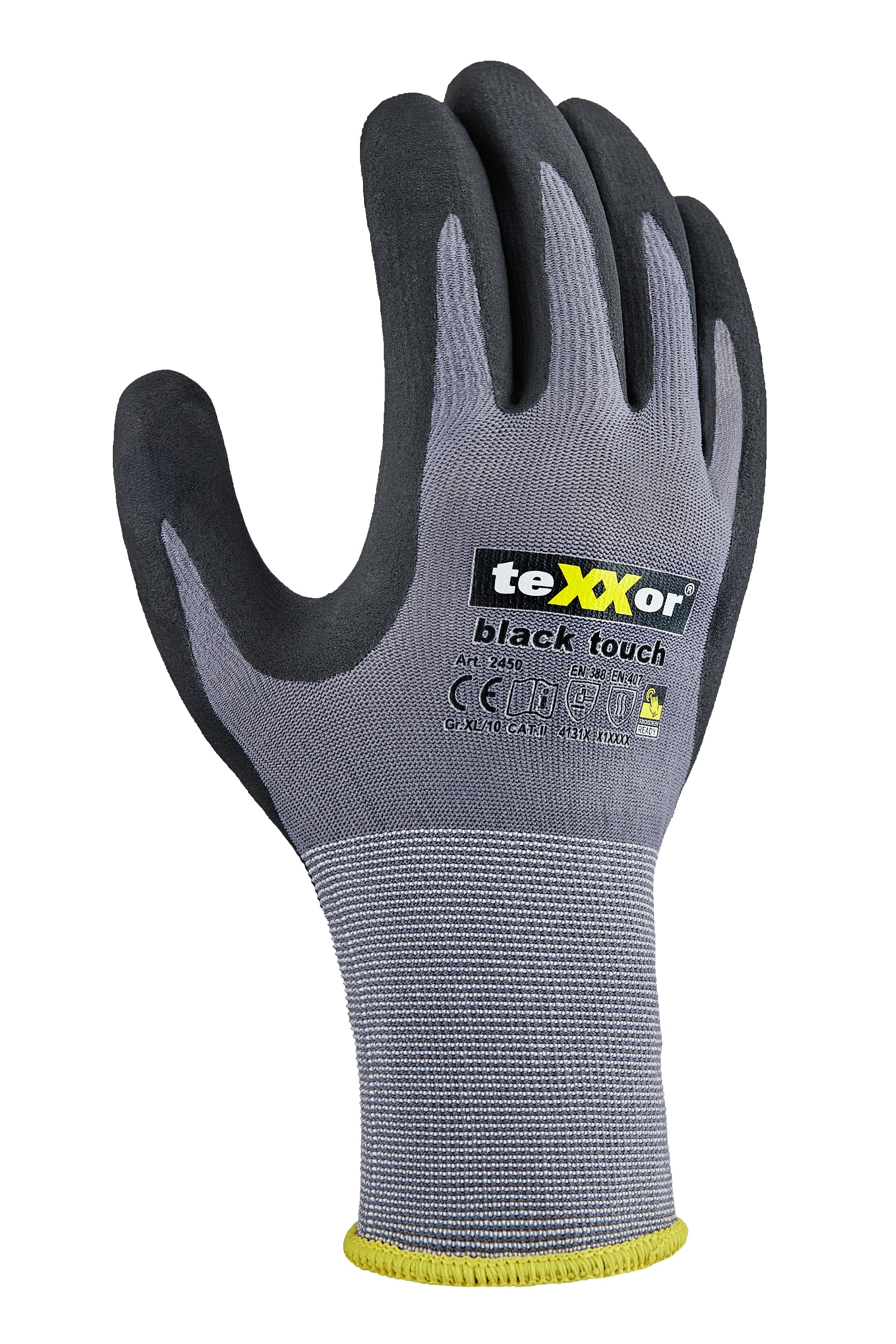 2450 texxor Nylon-Strickhandschuhe black touch nitril 12-144 Paar Gr 6-11