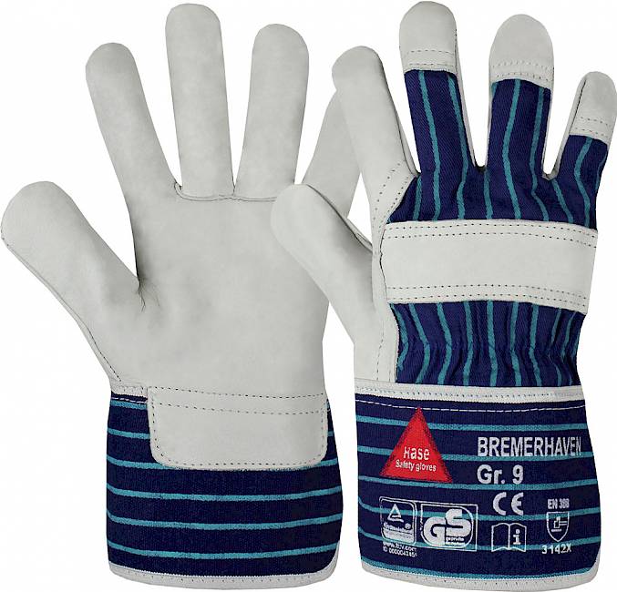 292000 Hase Bremerhaven Lederhandschuh Canvas-Stulpe 12 Paar Gr 6-12 Hase Safety Gloves
