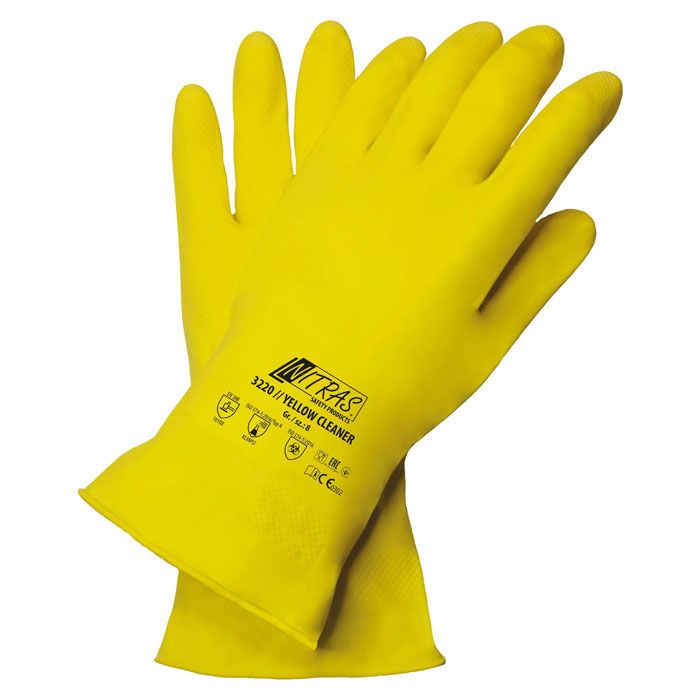 3220 Nitras Yellow Cleaner Chemikalienschutzhandschuh Latex gelb 12 Paar Gr 7-10 horzefix