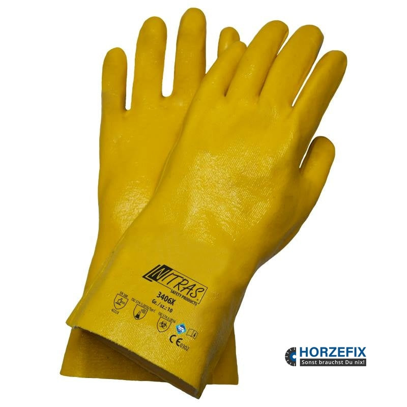 3406X Nitras Chemikalienschutzhandschuh Nitril gelb 30 cm lang 96 Paar Gr 9-10 horzefix
