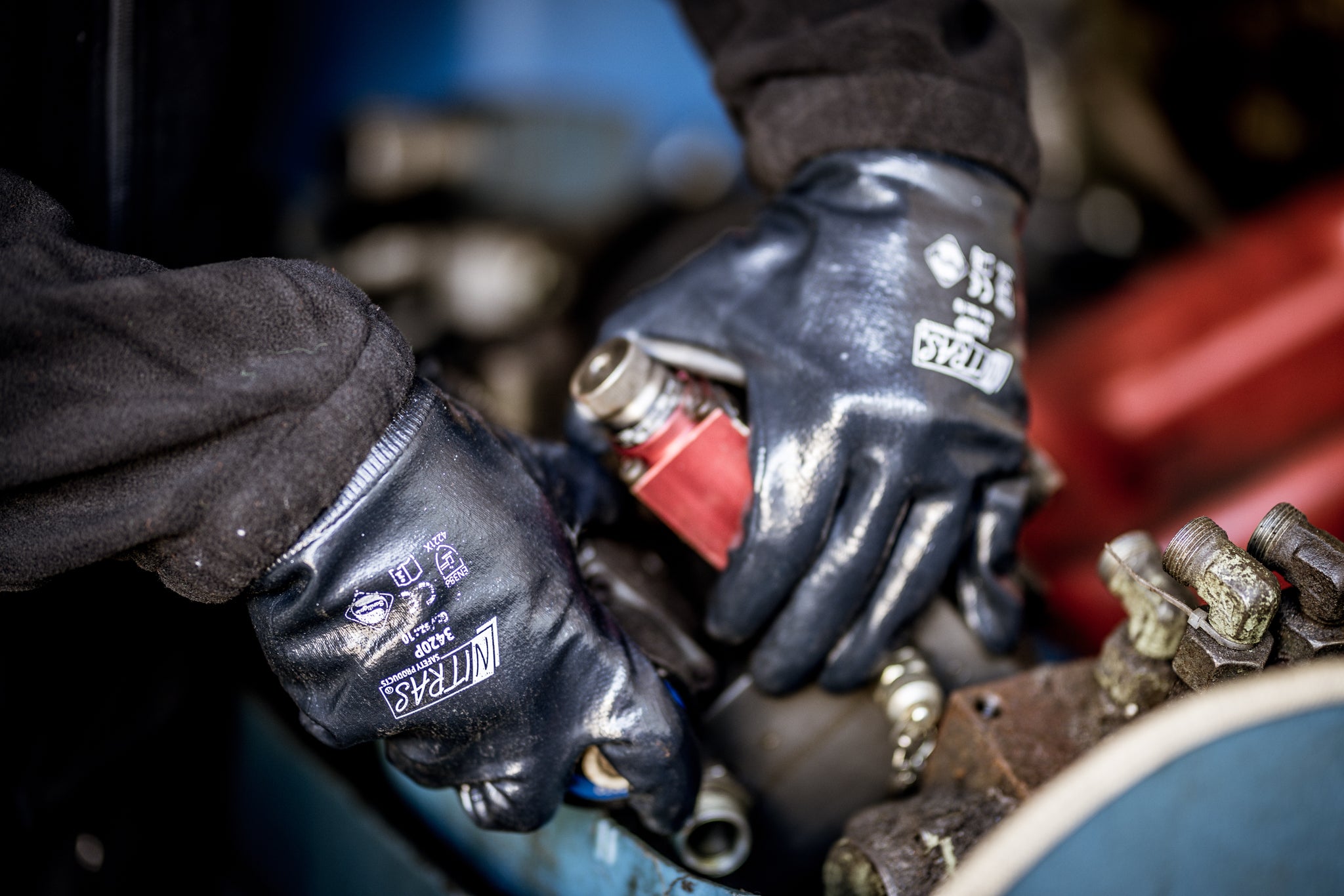3420P Nitras Nitrilhandschuhe Baumwoll-Jersey vollbeschichtet blau 12 Paar Gr 10 horzefix
