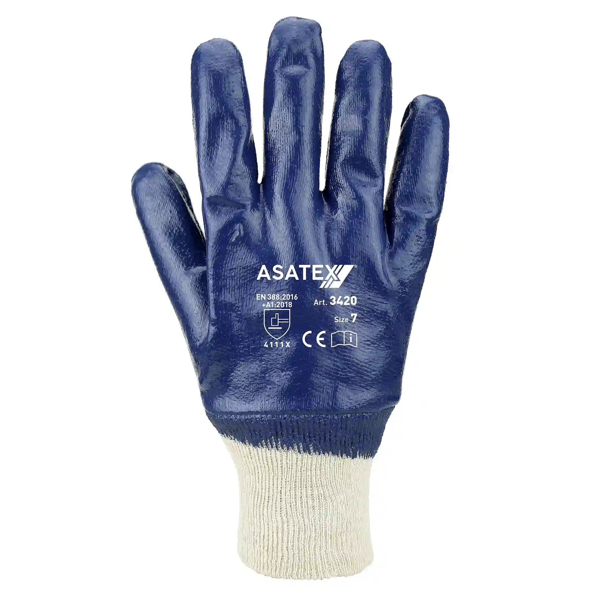 Robuster Nitril-Handschuh 3420 Vollbeschichtet mit Strickbund für den