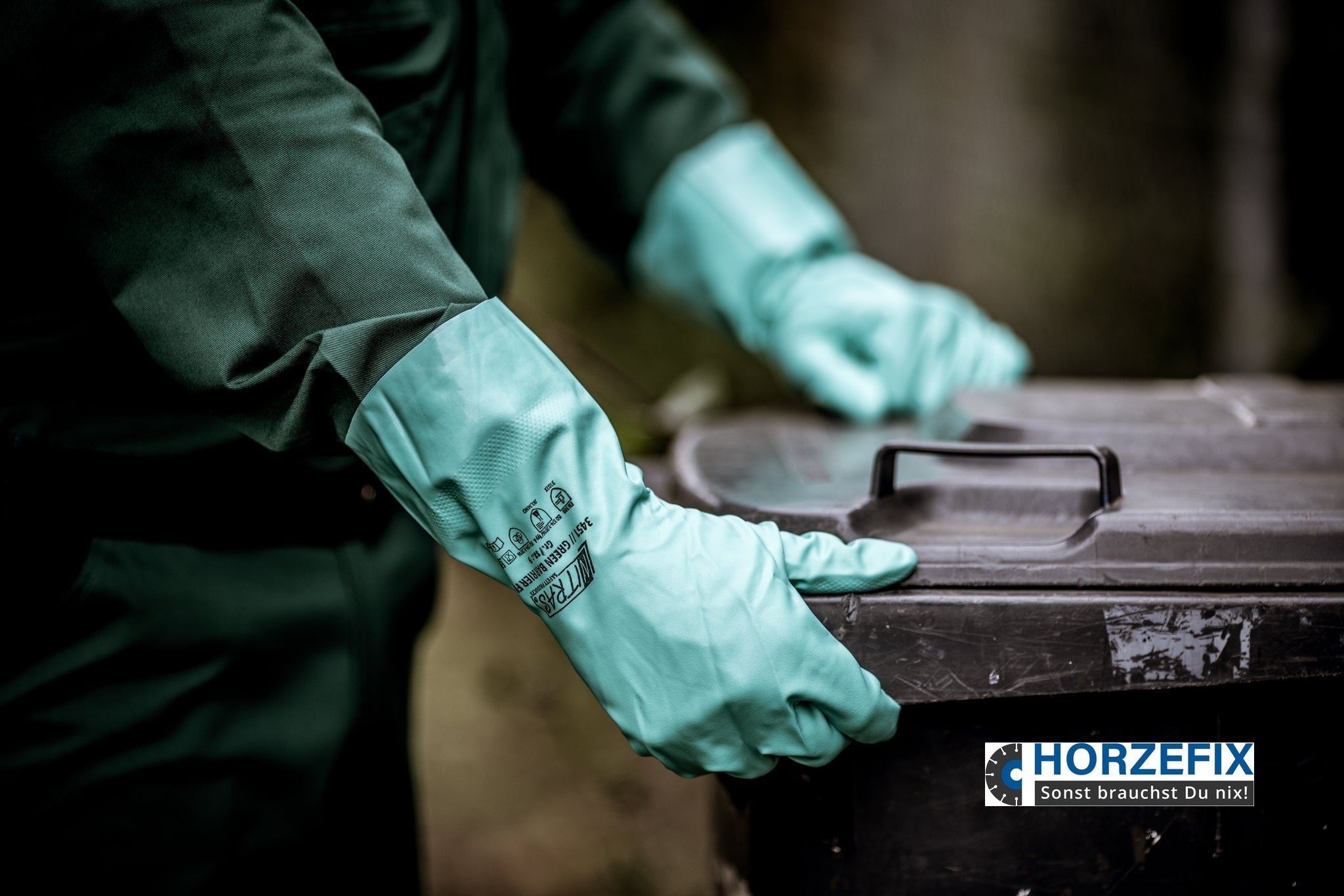 3451 Nitras GREEN BARRIER FLEX Chemikalienschutzhandschuhe Nitril grün 12 Paar Gr 7-11 horzefix