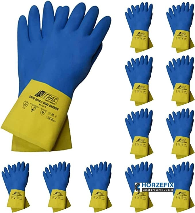 3470 Nitras dual Barrier latex blau Chemiehandschuh 12 Paar Gr 7-11 Nitras