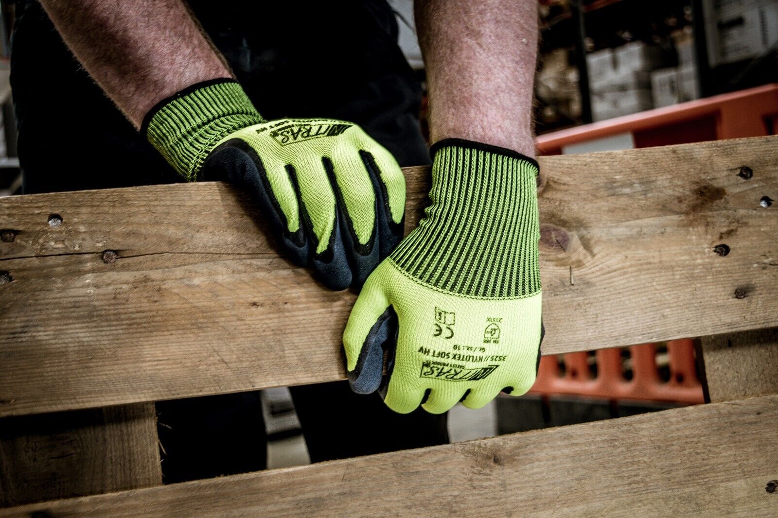 3525 Nitras Schutzhandschuhe Nylotex Soft HV Gartenhandschuh/ Bauhandschuh/Signalfarbe/weich/rutschfest/Latex 12 Paar Gr 7-12 horzefix