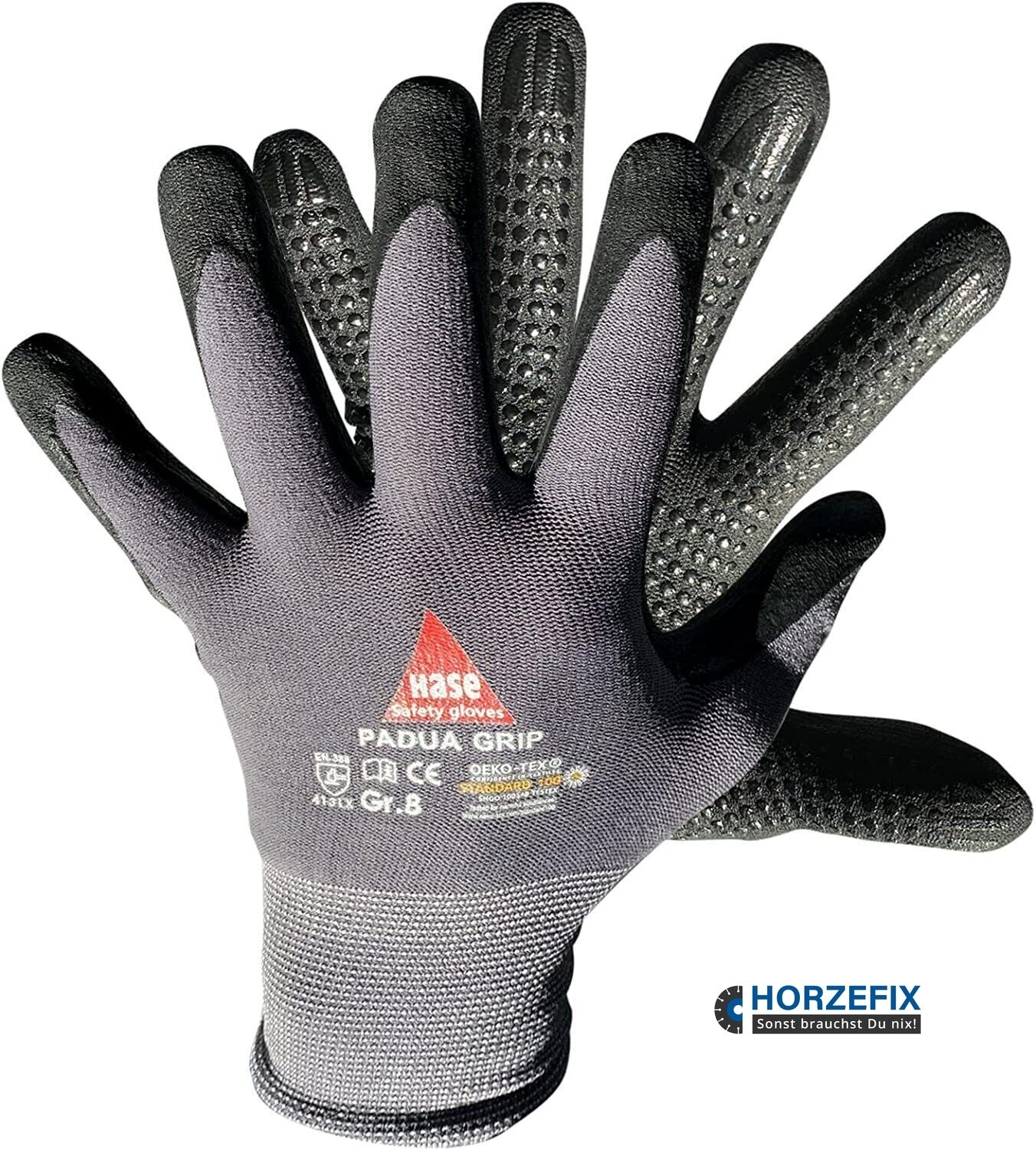 508150 Hase Montagehandschuh Padua Grip aus Nylon Feinstrick Nitrilnoppung 10 Paar Gr. 6-11 horzefix