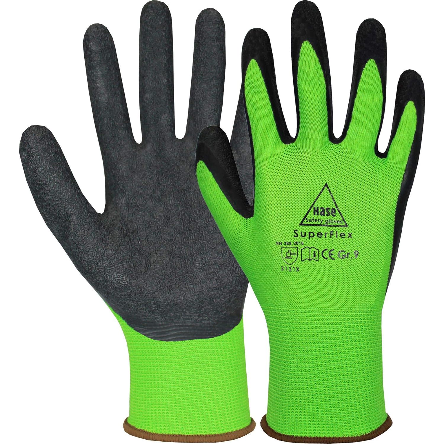 508610 Hase Superflex green Montagehandschuh Polyester/Latex 10 Paar Gr 6-11 Hase Safety Gloves