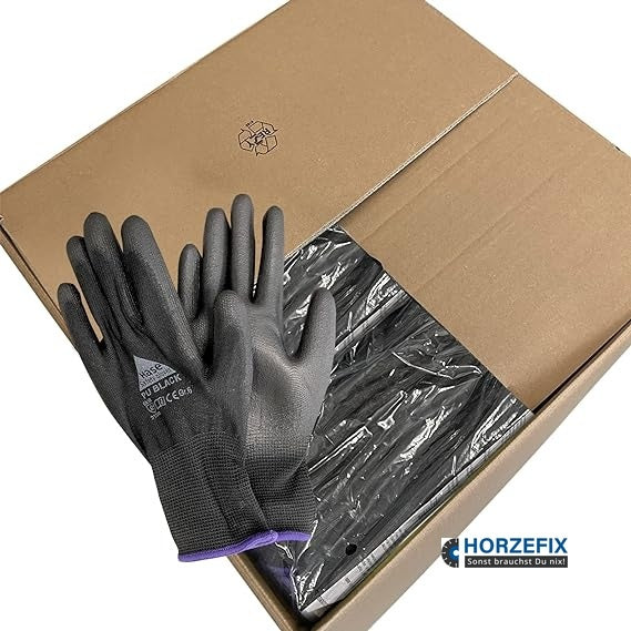 509560 Hase PU Black Montagehandschuh Nylon Polyester PU 10 Paar Gr 6-11 Hase Safety Gloves