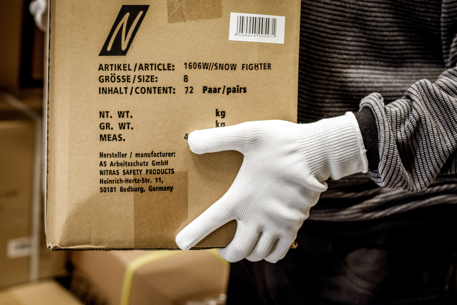 6100ND NITRAS Strickhandschuhe Nylon Baumwolle weiß unbeschichtet 12 Paar Gr 6-11 horzefix
