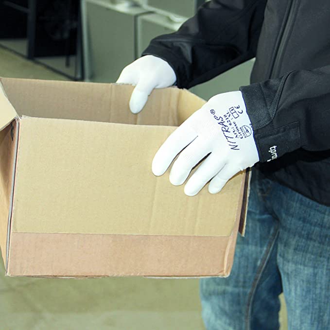 6210 Nitras Nylonhandschuh weiß teilbeschichtet auf Fingerkuppen 12 Paar Gr 6-10 horzefix
