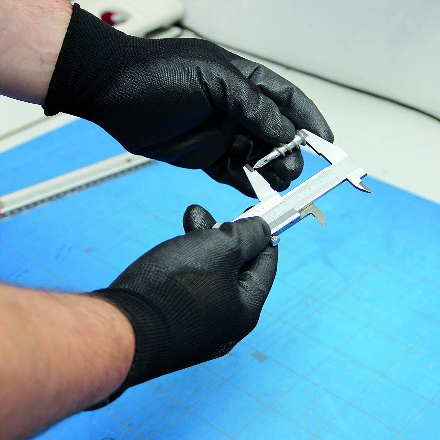 6215 Nitras Nylon schwarz mit PU-Beschichtung Feinmechaniker 12 Paar Gr 6-11 horzefix