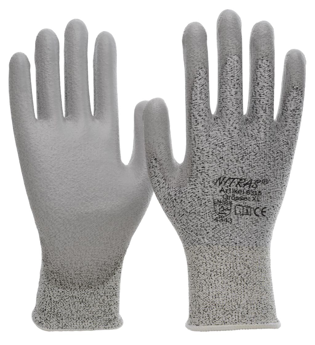6315 Nitras Schnittschutzhandschuhe Spezialgarn grau PU-Beschichtung 10 Paar Gr 6-11 horzefix