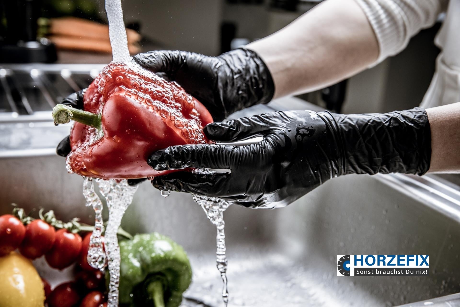 8220 Nitras black Scorpion latex schwarz Einmalhandschuhe puderfrei Lebensmittkontakt 1 Box 100 Stück Gr XS-XL horzefix