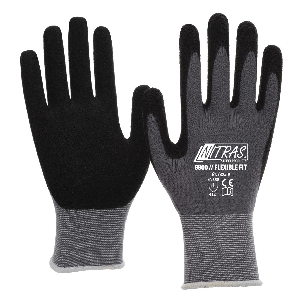 8800 Nitras Flexible Fit Strickhandschuh Spezial-Stretch-Strick rutschfest 12 Paar Gr 6-12 horzefix