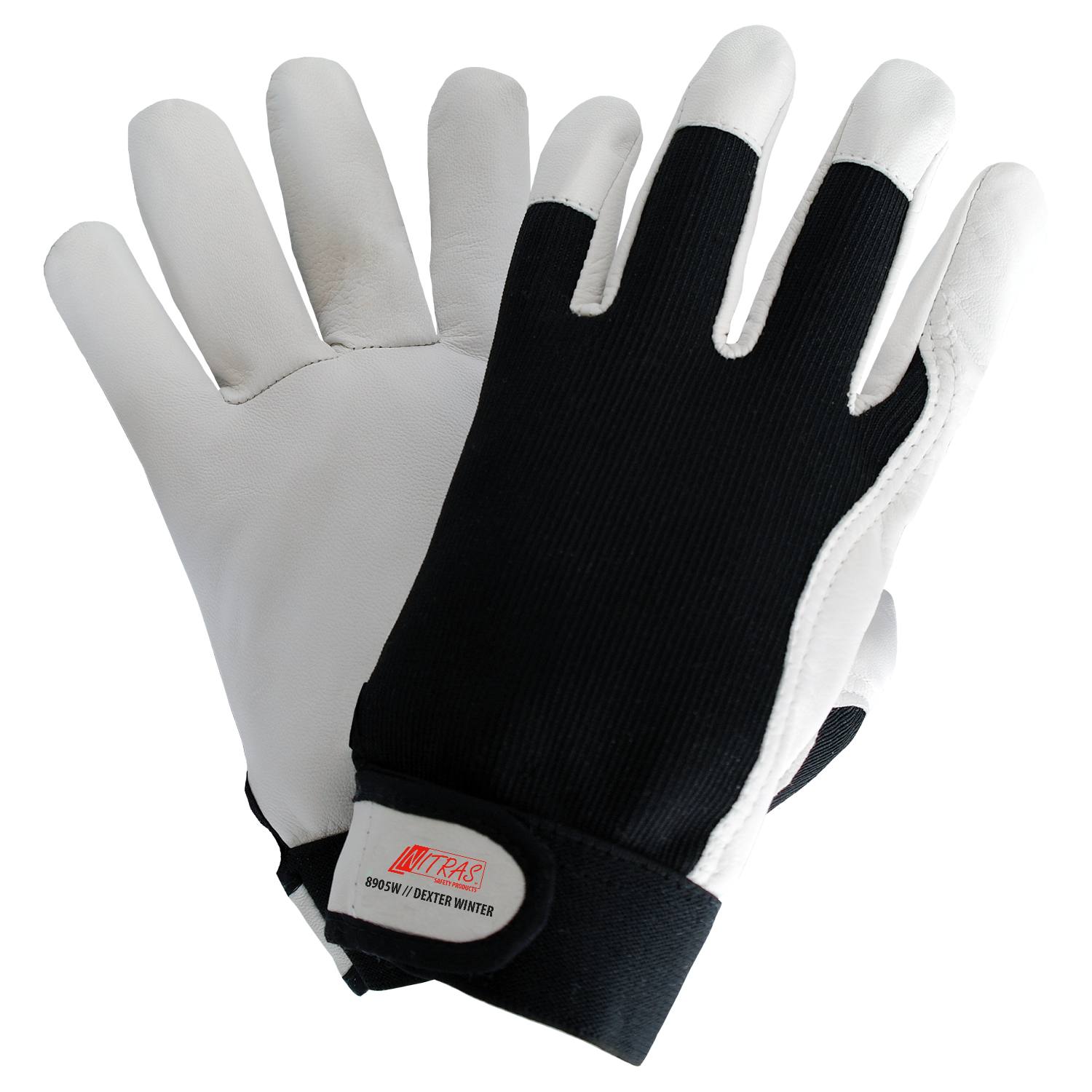 8905W Nitras DEXTER WINTER Winterhandschuh Nappaleder wasserdicht Klett 6 Paar Gr 7-12 horzefix